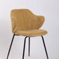 Set of 4 Dining Chairs Corduroy Cord Fabric with Metal Legs in Mustard Yellow