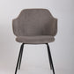 Set of 2 Dining Chairs with Corduroy Cord Fabric in Grey