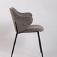 Set of 2 Dining Chairs with Corduroy Cord Fabric in Grey