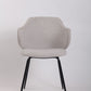 Set of 2 Dining Chairs Fabric with Metal Legs in Ivory Beige