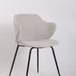 Set of 2 Dining Chairs Fabric with Metal Legs in Ivory Beige