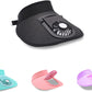 2 Pcs Black UV Protection USB Rechargeable Fan Hat - Adjustable Large Brim Sun Hat with 3-Speed Wind Control