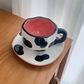 Milk Cow 300ML Underglaze Hand-Pinched Cup and Saucer Set - Ceramic Coffee Mug Milk Cup Breakfast Set