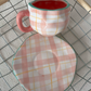 White With Small Blue Fowers 300ML Underglaze Hand-Pinched Cup and Saucer Set - Ceramic Coffee Mug Milk Cup Breakfast Set