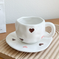 Two-color Love 300ML Underglaze Hand-Pinched Cup and Saucer Set - Ceramic Coffee Mug Milk Cup Breakfast Set