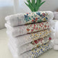 2 PCS Red Small Flower 100% Cotton Solid Color Thickened Adult Face Towel with Floral Soft Texture - 35 x 75cm