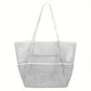 Grey Double Layer Mesh Beach Bag - Large Capacity
