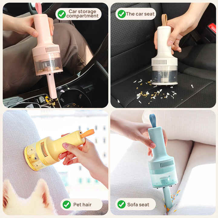 Yellow Portable Wireless Car Vacuum Cleaner - USB Rechargeable, High Suction, Compact Design for Home & Keyboard Cleaning
