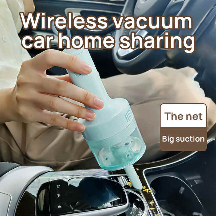 Yellow Portable Wireless Car Vacuum Cleaner - USB Rechargeable, High Suction, Compact Design for Home & Keyboard Cleaning