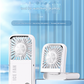 White Portable Cooling Fan with Neck Lanyard & Phone Stand - USB Rechargeable