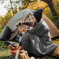200x140cm Grey Large Outdoor Camping Down Cotton Wearable Warmth Blanket, Quilted Poncho Shawl Throw with Storage Bag, Lightweight Warm Camping Quilt for Camping Travel Home Use