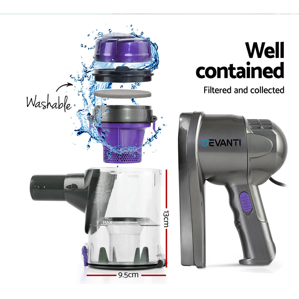 Devanti Corded Handheld Bagless Vacuum Cleaner - Purple and Silver