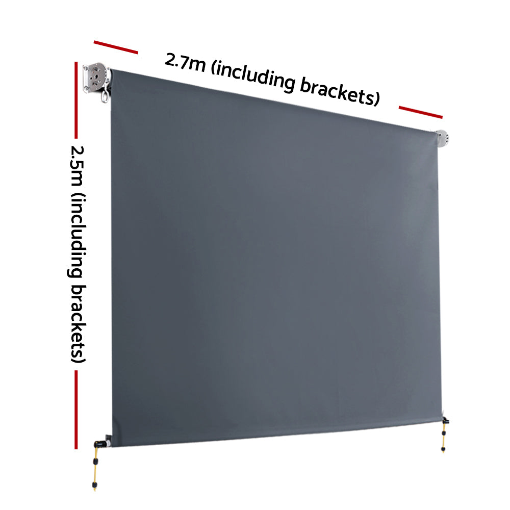 Instahut 2.7X2.5M Outdoor Blinds Awning Roll Down Canopy Retractable Outdoor Blinds Window Shade Grey