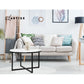 Artiss Coffee Table Marble Effect Side Tables Bedside Round Black Metal 70X70CM