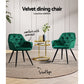 Artiss Set of 2 Calivia Dining Chairs Kitchen Chairs Upholstered Velvet Green