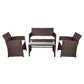 Gardeon Set of 4 Outdoor Lounge Setting Rattan Patio Wicker Dining Set Brown