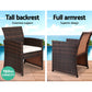 Gardeon Set of 4 Outdoor Lounge Setting Rattan Patio Wicker Dining Set Brown