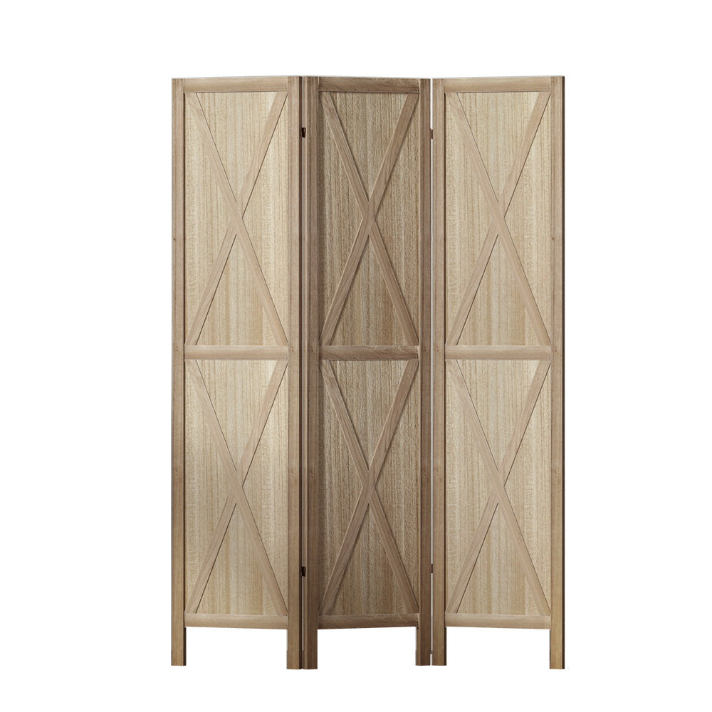Artiss Silon Room Divider Screen Privacy Wood Dividers Stand 3 Panel Brown