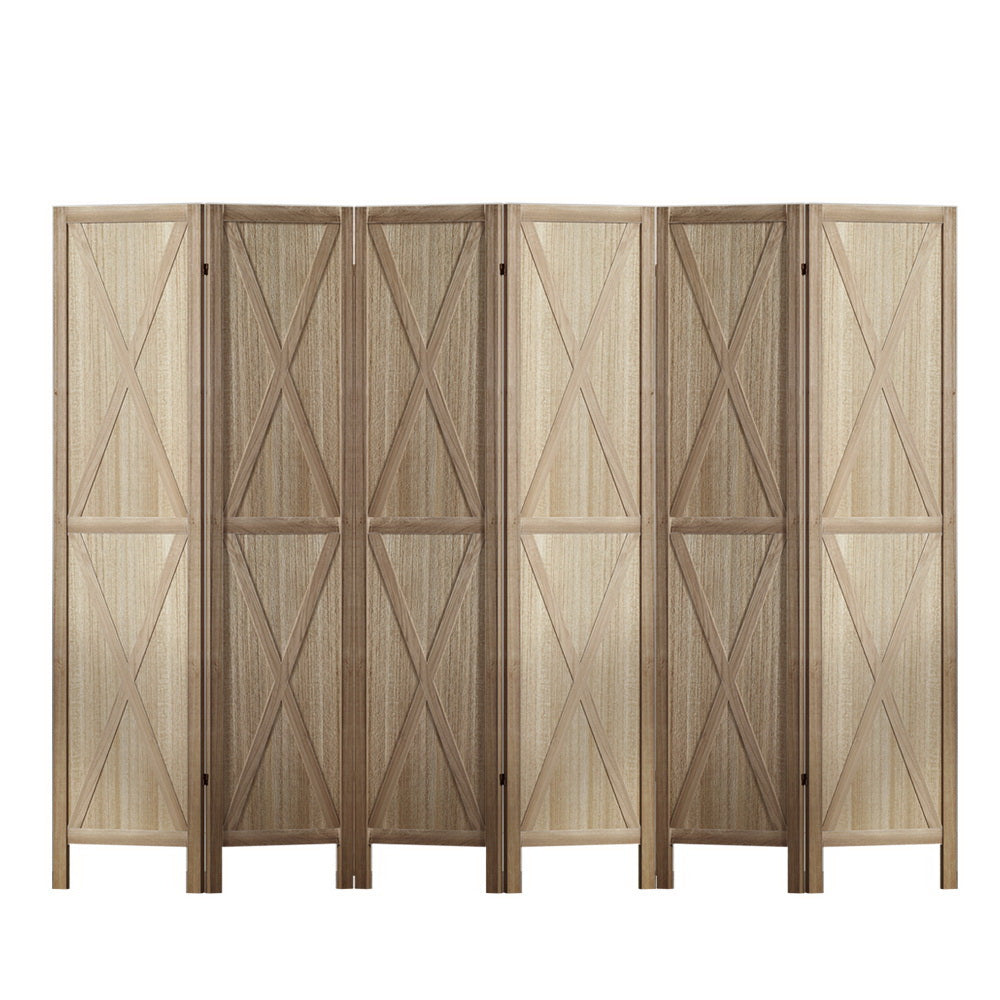 Artiss Silon Room Divider Screen Privacy Wood Dividers Stand 6 Panel Brown