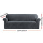 Artiss Velvet Sofa Cover Plush Couch Cover Lounge Slipcover 4 Seater Grey