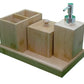 Bamboo Bathroom Accessories Set | Soap Dispenser, Toothbrush Holder, Storage Box & Tray