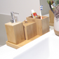 Bamboo Bathroom Accessories Set | Soap Dispenser, Toothbrush Holder, Storage Box & Tray