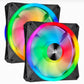 CORSAIR QL140 RGB Dual Fan Kit with Lighting Node Core, ICUE, Anti Vibration, Low-Noise 140 mm Fan Blade, RGB LED PWM Fan 26dBA, 502 CFM, 2 Fan Pack