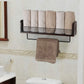 Wall Mount Rustic Wood & Black Metal Bathroom Shelf with Towel Bar
