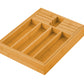 Large Capacity Bamboo Expandable Drawer Organizer with Knife Block Holder for Home Kitchen Utensils