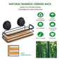 2 Pack Rectangular Bamboo Corner Shower Caddy Shelf Basket Rack with Premium Vacuum Suction Cup No-Drilling for Bathroom and Kitchen