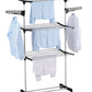 Folding 3 Tier Clothes Laundry Drying Rack with Stainless Steel Tubes for Indoor & Outdoor Home