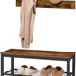 Industrial Design Entryway Shoe Rack with Coat Hooks Organizer (Brown)
