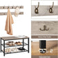 Industrial Design Entryway Shoe Rack with Coat Hooks Organizer (Grey)