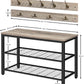 Industrial Design Entryway Shoe Rack with Coat Hooks Organizer (Grey)
