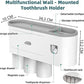 Automatic Wall Mounted Toothbrush Holder with Magnetic Cups Kids & Family Set for Bathroom (White and Gray)