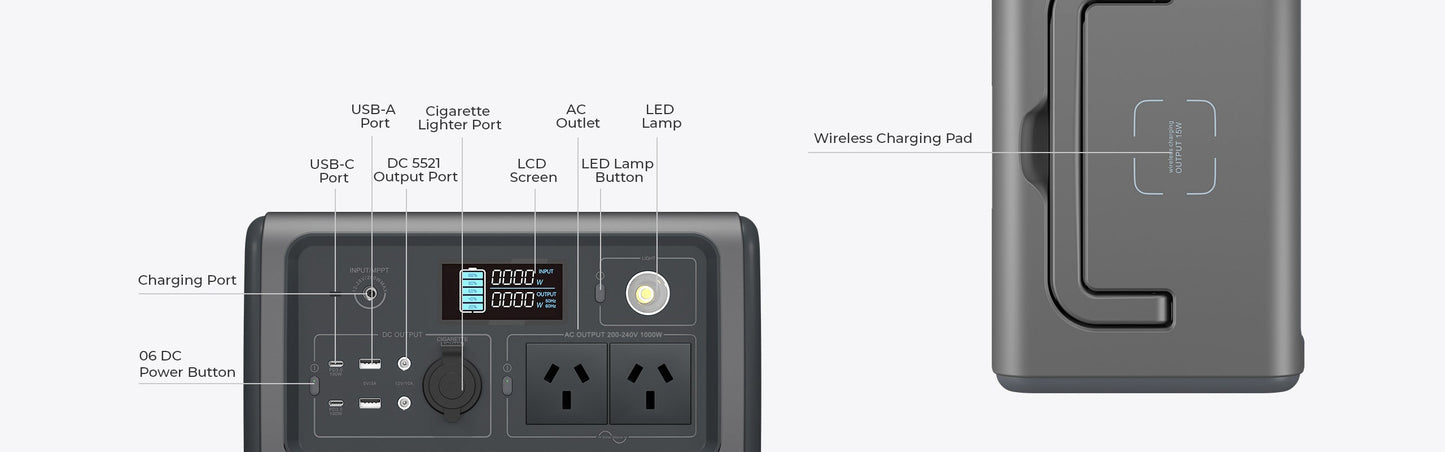 BLUETTI EB70 Portable Power Station 800W 716Wh LiFePo4 Battery with AU plug for Camping Outdoor Home Off-grid Blue