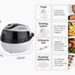 EUROCHEF 10L Electric Digital Air Fryer with Rotisserie, Rotating Fry Basket, Rack and Tongs, White