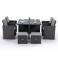 LONDON RATTAN Outdoor Dining Table 9 Piece Furniture Wicker Set, Grey