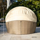 LONDON RATTAN 4pc Day Bed Round Lounge Outdoor Furniture, Beige Wicker and Canopy