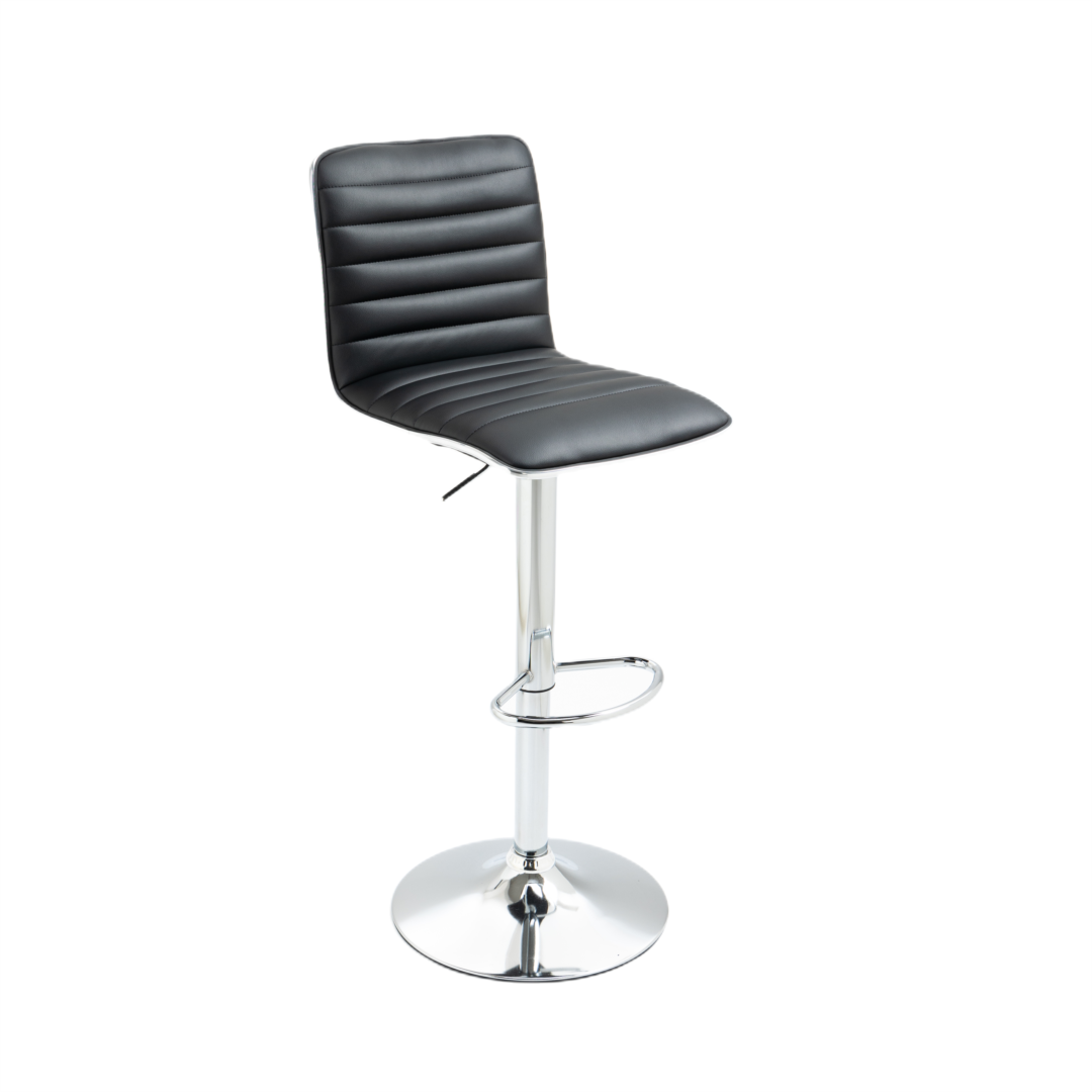 2x Counter Height PU Leather Upholstered Adjustable Height Swivel Bar Stools -Black
