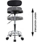 EKKIO Backrest Round Salon Stool with Adjustable Height (Black) EK-SS-101-YB