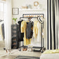 SONGMICS Industrial Pipe Clothes Rack on Wheels with Hanging Rack Organizer Black HSR60B