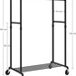 SONGMICS Industrial Pipe Clothes Rack on Wheels with Hanging Rack Organizer Black HSR60B