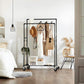 SONGMICS Industrial Pipe Clothes Rack on Wheels with Hanging Rack Organizer Black HSR60B