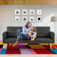 Sarantino 3 Seater Modular Linen Fabric Sofa Bed Couch - Black