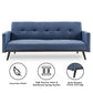 Sarantino Tufted Faux Linen 3-Seater Sofa Bed with Armrests - Blue
