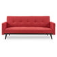 Sarantino Tufted Faux Linen 3-Seater Sofa Bed with Armrests - Red