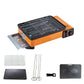 Portable Gas Stove Burner Butane BBQ Camping Gas Cooker With Non Stick Plate Orange with Fish Pan and Lid
