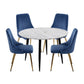 5PC Round Dining Table and Chair Sets Velvet Blue