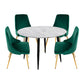 5PC Round Dining Table and Chair Set Green Velvet
